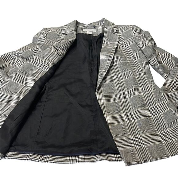 Black,Gray and White Tailored Blazer with Notched Lapels Open Front Lined - Picture 7 of 12